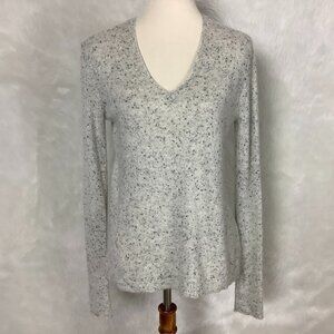 ATM Heather Gray Speckled V-Neck Cashmere Sweater S